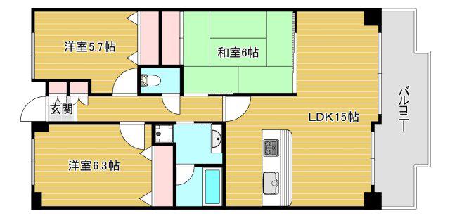 グランドメゾン江戸堀(3LDK/9階)の間取り写真