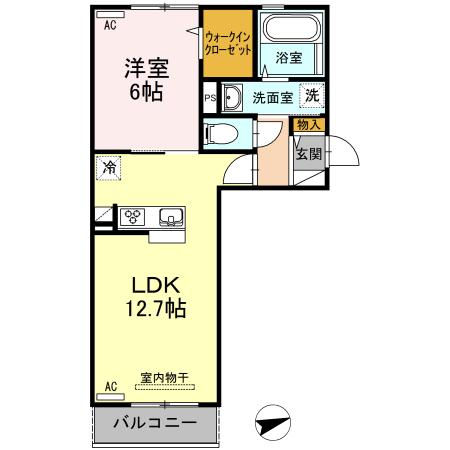フトゥーロ(1LDK/2階)の間取り写真