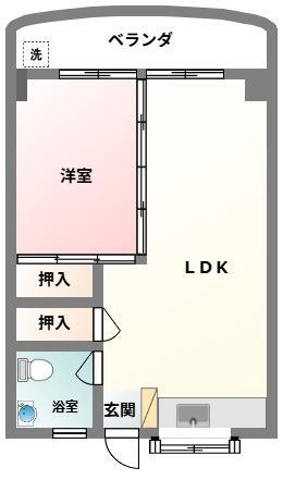 はるかマンション(1LDK/4階)の間取り写真