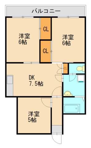 リバーサイドAI(3DK/5階)の間取り写真