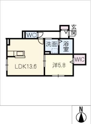 FLORAISON志賀本通(1LDK/1階)の間取り写真