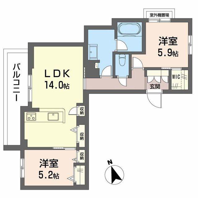 モノリス天王寺(2LDK/4階)の間取り写真