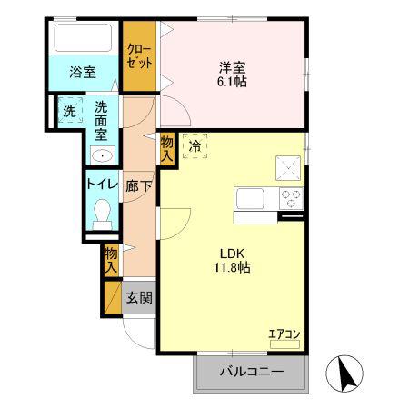 AMBICIONB(1LDK/1階)の間取り写真
