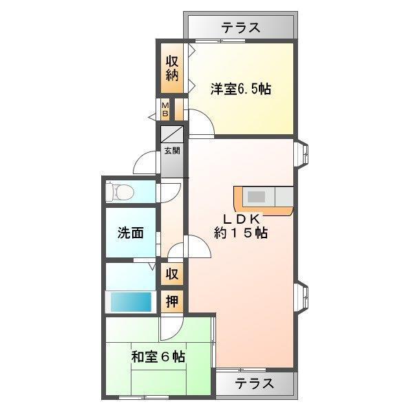 サントラップK(2LDK/2階)の間取り写真