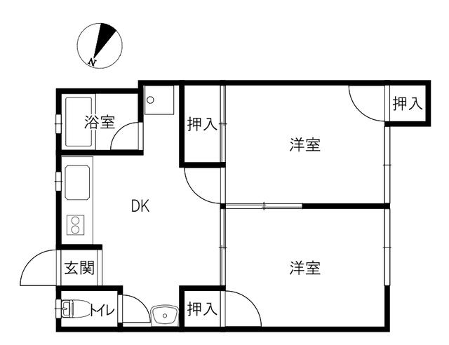 田井ハウス(2DK/1階)の間取り写真
