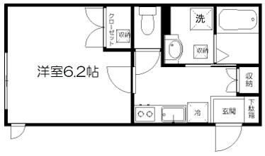 ルミエール飛鳥(1K/1階)の間取り写真