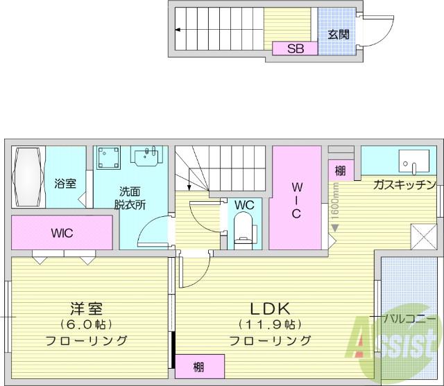 グラース・TYⅡ(1LDK/2階)の間取り写真