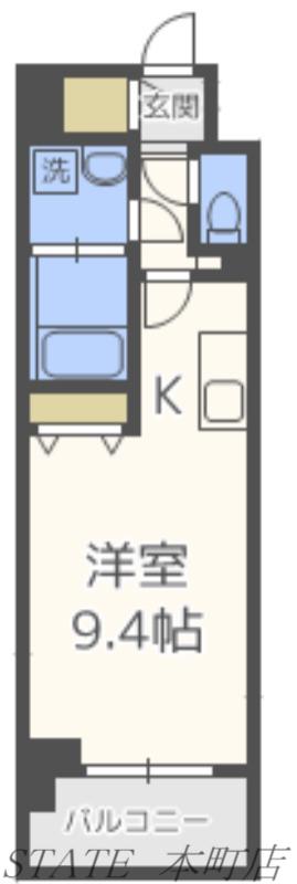 コンフォリア京町堀(ワンルーム/3階)の間取り写真