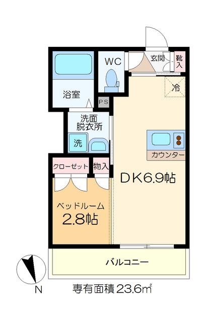 シティ・ソレイユ金町(1DK/1階)の間取り写真