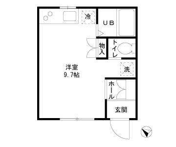 グリーンライン 東山田駅 徒歩3分 2階建 築20年(ワンルーム/1階)の間取り写真