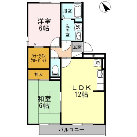 ペイサージュ上津(2LDK/3階)の間取り写真