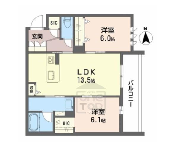 ソムニウム ドムス 南茨木(2LDK/3階)の間取り写真