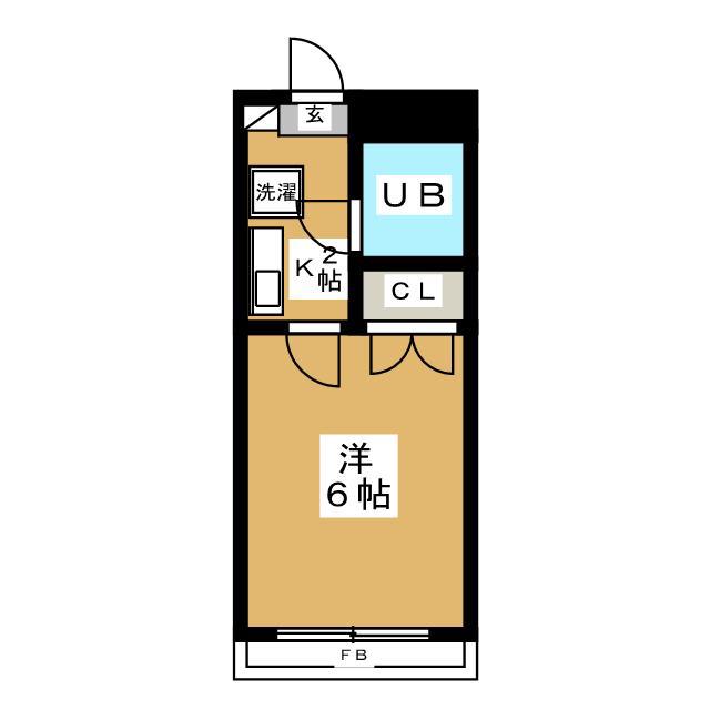 グランヴェール(1K/2階)の間取り写真