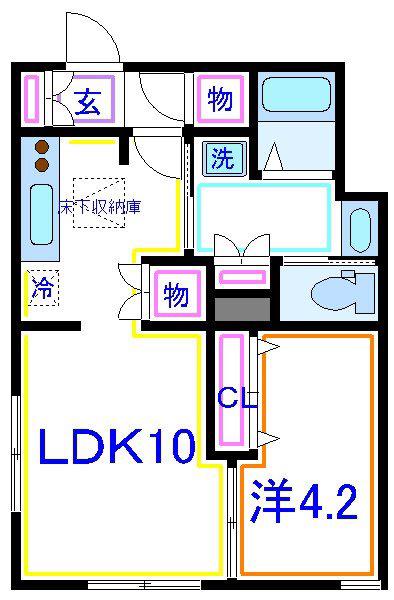 宮内サンハイツ江北(1LDK/1階)の間取り写真