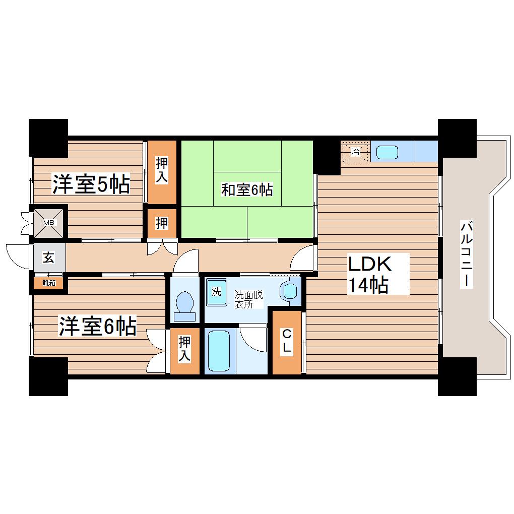 エステマール(3LDK/3階)の間取り写真