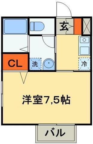 セジュール津田沼(1K/2階)の間取り写真