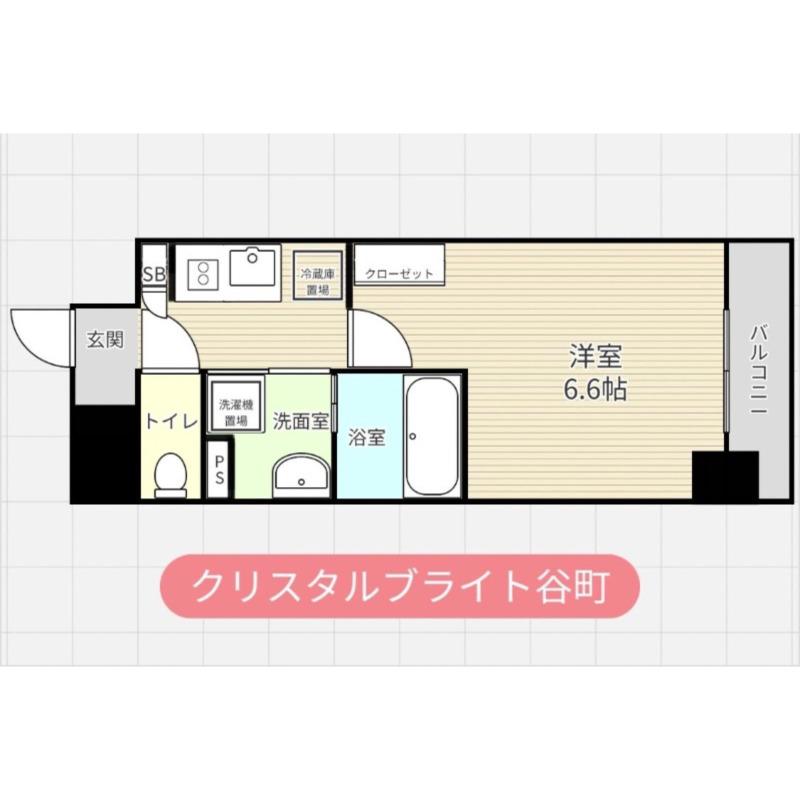 クリスタルブライト谷町(1K/10階)の間取り写真