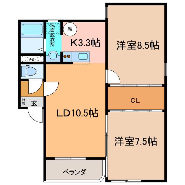 レジデンスマンワVI(2LDK/1階)の間取り写真
