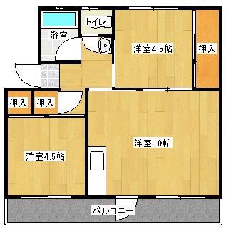 マンション安松(2LDK/3階)の間取り写真