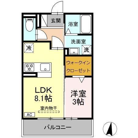ソレイユ(1LDK/3階)の間取り写真