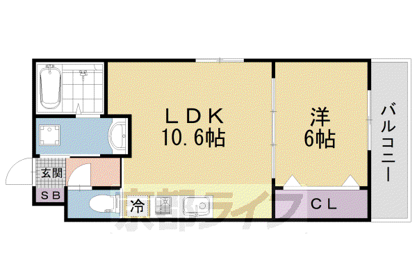 NOAH山科椥辻(1LDK/3階)の間取り写真