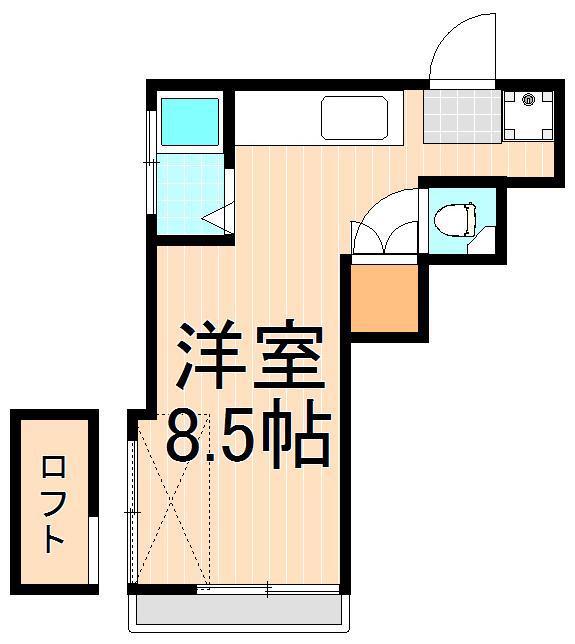 ユタカビル(ワンルーム/1階)の間取り写真