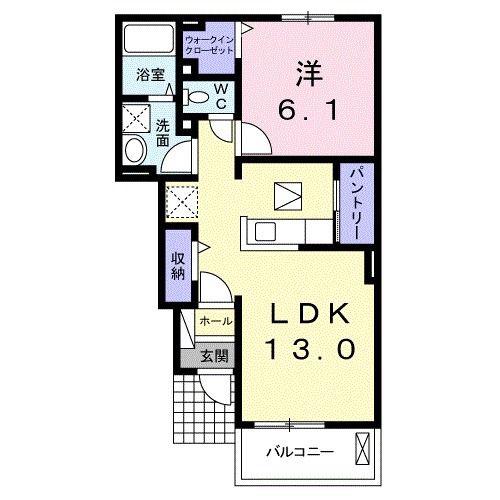 ヴェルサイト(1LDK/1階)の間取り写真