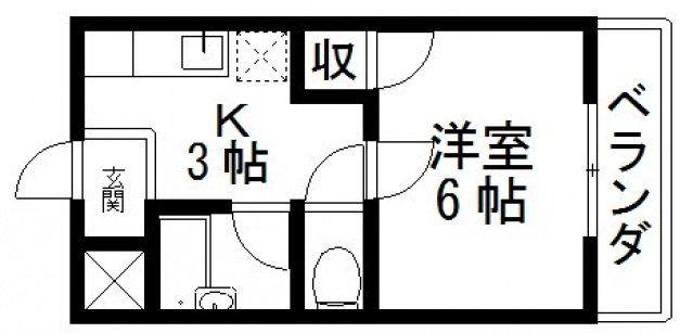 エクセル花園B棟(1K/1階)の間取り写真