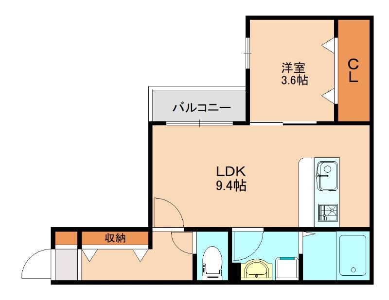 横手南町AP A棟(1LDK/1階)の間取り写真