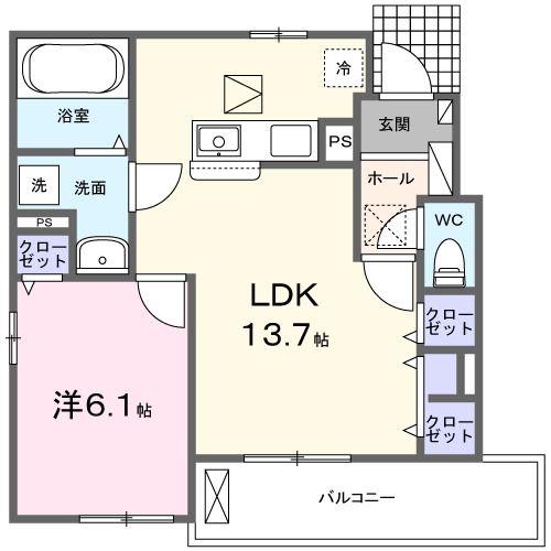 ボン ド ボヌール(1LDK/1階)の間取り写真