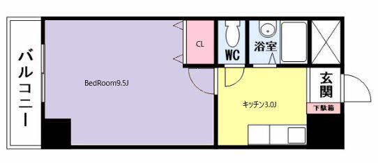 ギャラン南小倉(1K/2階)の間取り写真