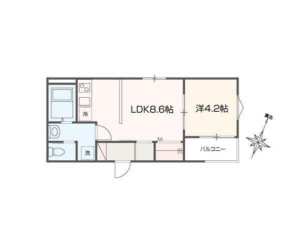 MELLAS大宮(1LDK/1階)の間取り写真