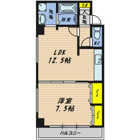 ベルダァーII番館(1LDK/3階)の間取り写真