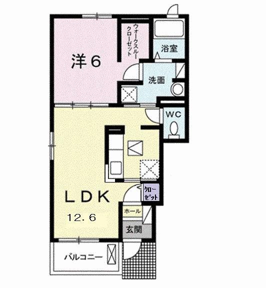 すみれ草(1LDK/1階)の間取り写真