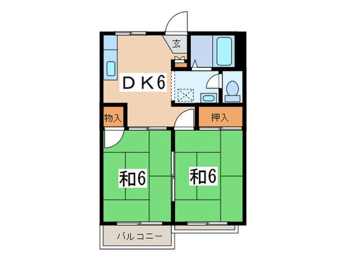 グリンピア(2DK/2階)の間取り写真