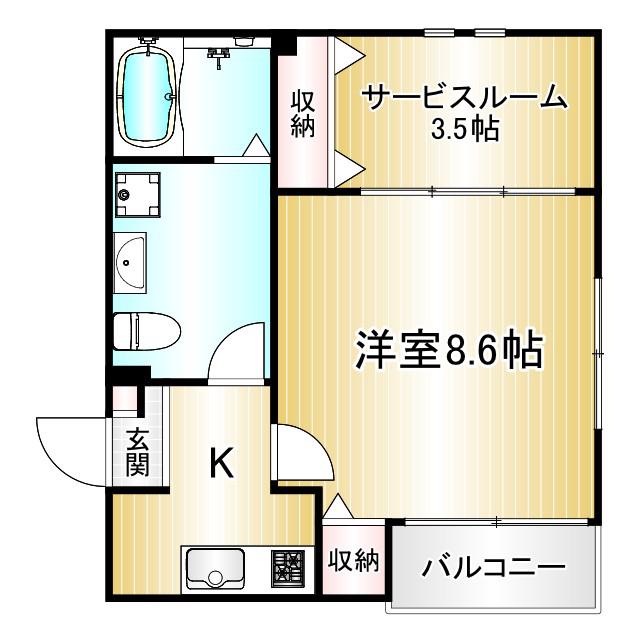 レジデンツァアルピッコ(1SK/2階)の間取り写真