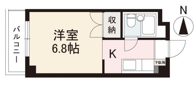 SOLEIL栗林(1K/2階)の間取り写真