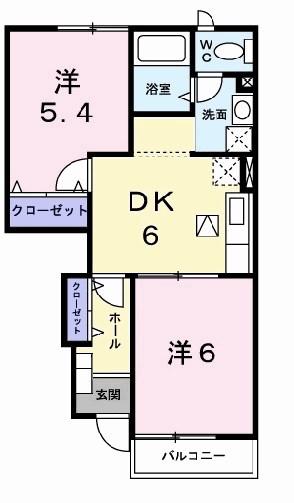 コートヤード5(2DK/1階)の間取り写真