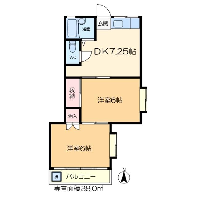 サンバース(2DK/3階)の間取り写真