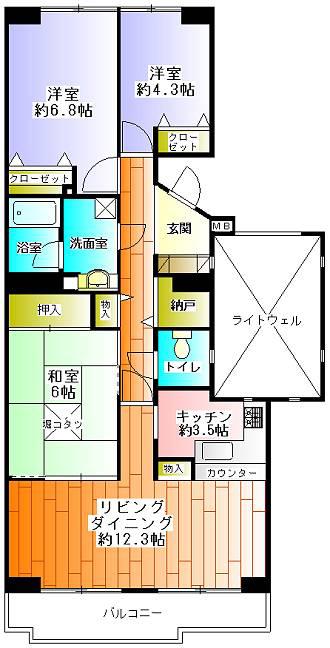 アーバンハイツ保土ヶ谷(3LDK/1階)の間取り写真