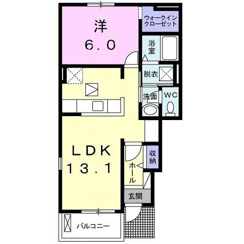 プラシード(1LDK/1階)の間取り写真