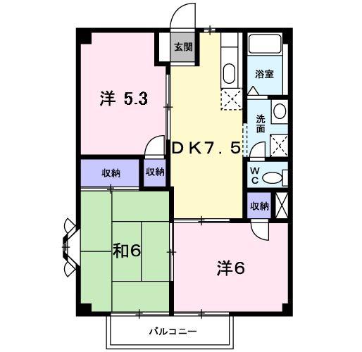 エメロードエム(3DK/1階)の間取り写真