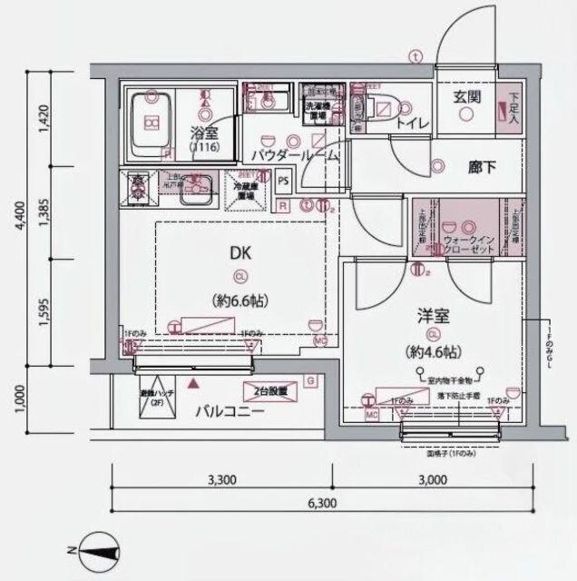 ARCOBALENO BUBAIGAWARA(1DK/2階)の間取り写真