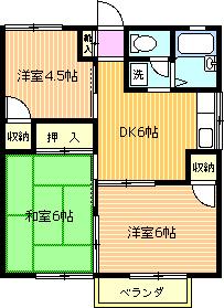 ハイツ三枝(3DK/2階)の間取り写真