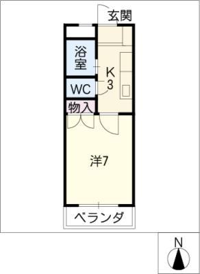 木原ハイツ(1K/2階)の間取り写真