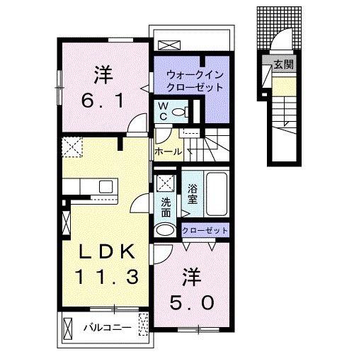 ジュノ B(2LDK/2階)の間取り写真