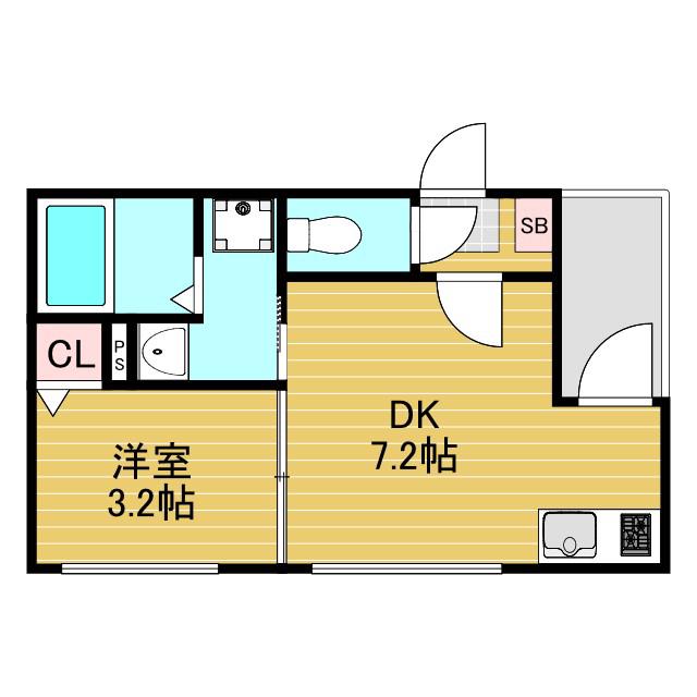 ジュラント淡路(1DK/3階)の間取り写真