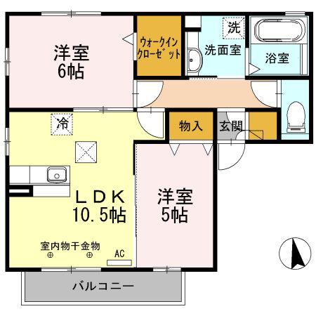 グラン・シャリオ A(2LDK/1階)の間取り写真