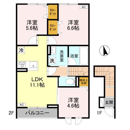 Dブルー・東城南(3LDK/2階)の間取り写真
