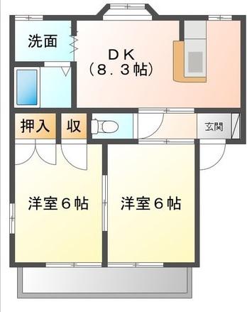 アベニュー平野IIA(2DK/2階)の間取り写真